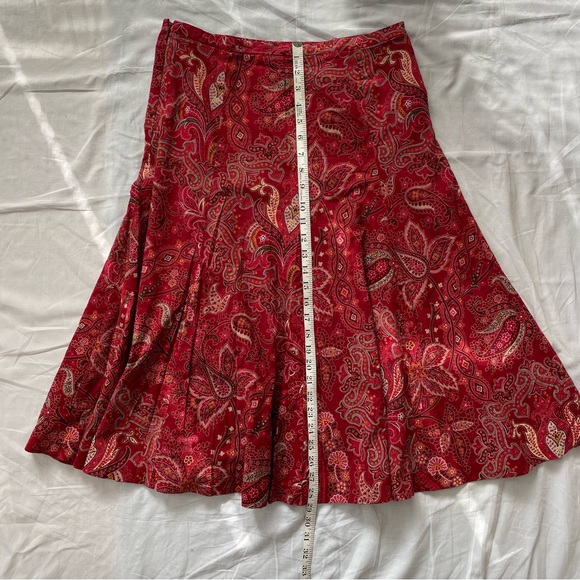 Vintage | red paisley print A-line maxi skirt, US 6 - Picture 10 of 12